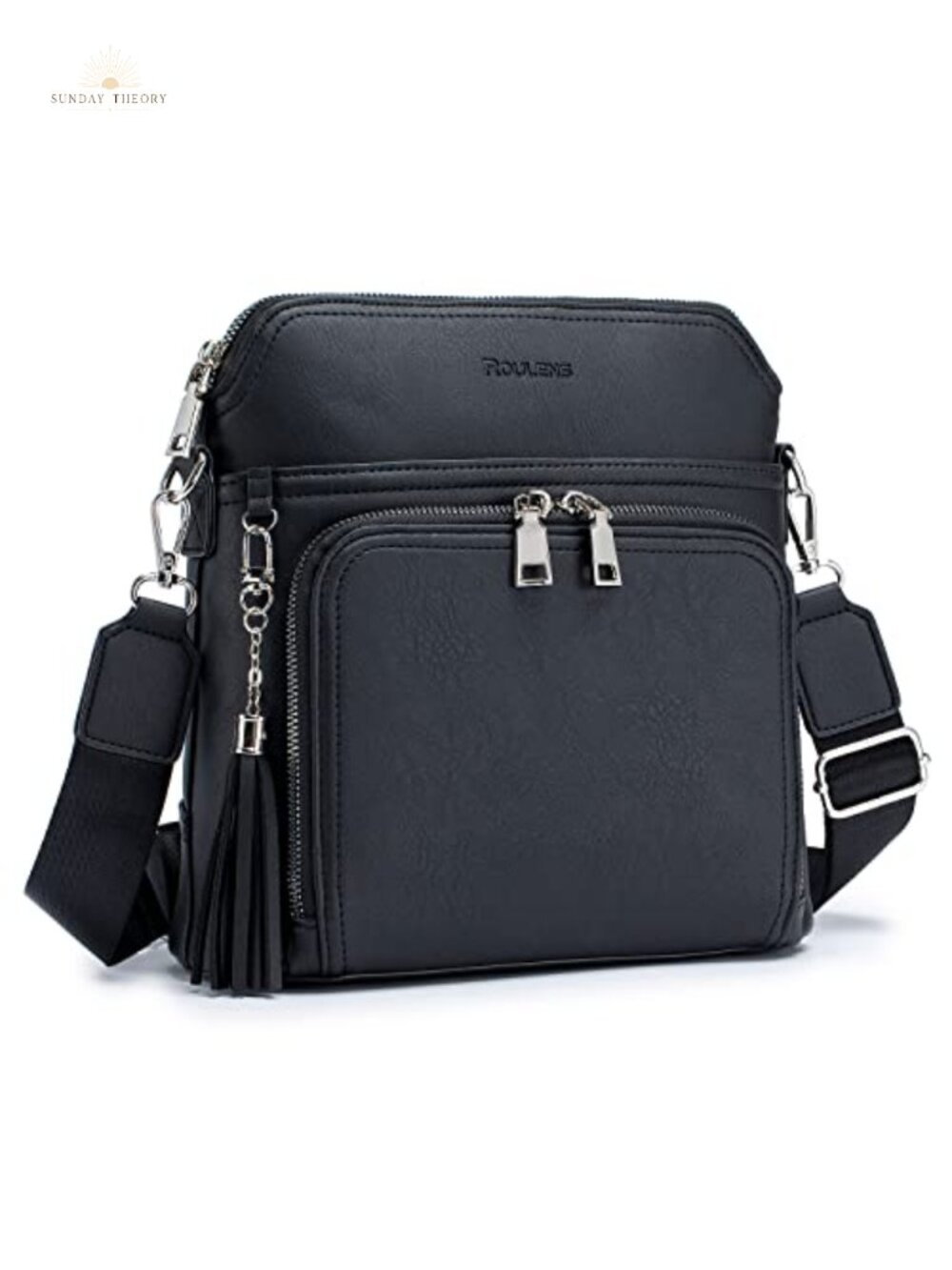 Roulens Crossbody Wallet Bag PU Leather Medium Tassel Travel Purse